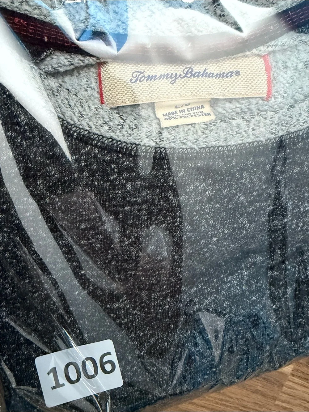 Tommy Bahama Heathered Black & Light Gray Crewneck Pullover